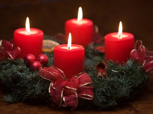 Advent wreath with burning candles